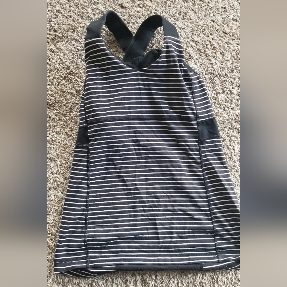 lululemon athletica Black and White Striped Sports Bra